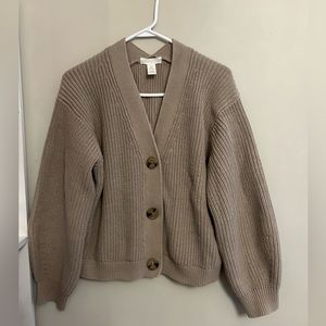 H&M Brown Ribbed Cardigan Sweater